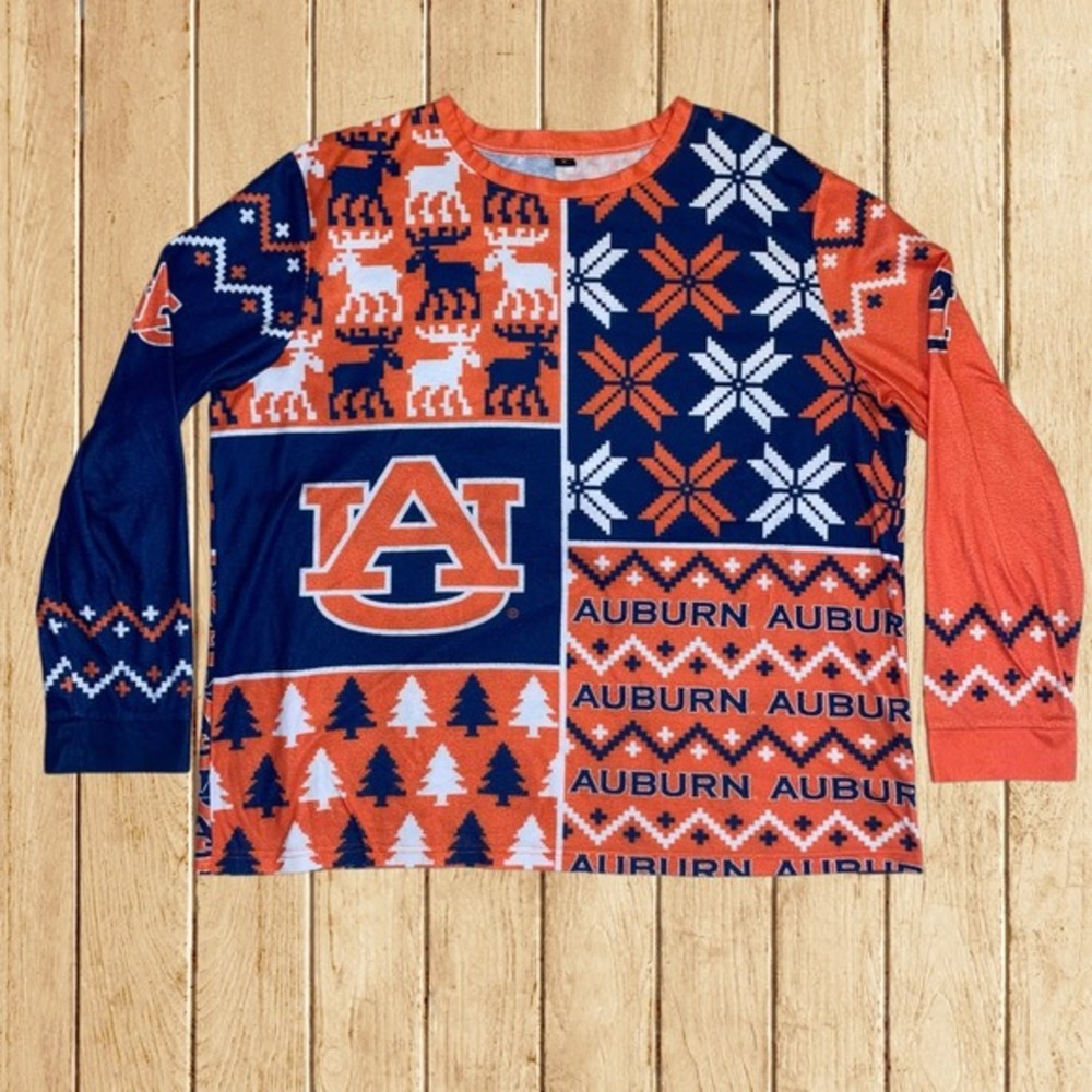 Auburn Tigers‎ XL Long Sleeve Ugly Sweater Christmas Shirt Orange Navy Blue